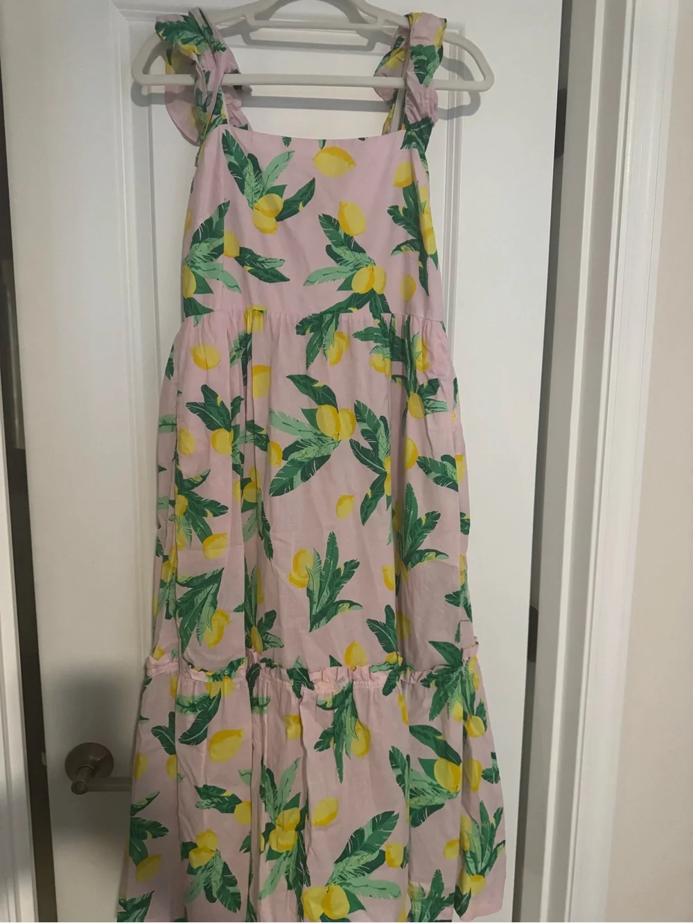 J. Crew Pink Lemon-Print Tie-Shoulder Sundress
